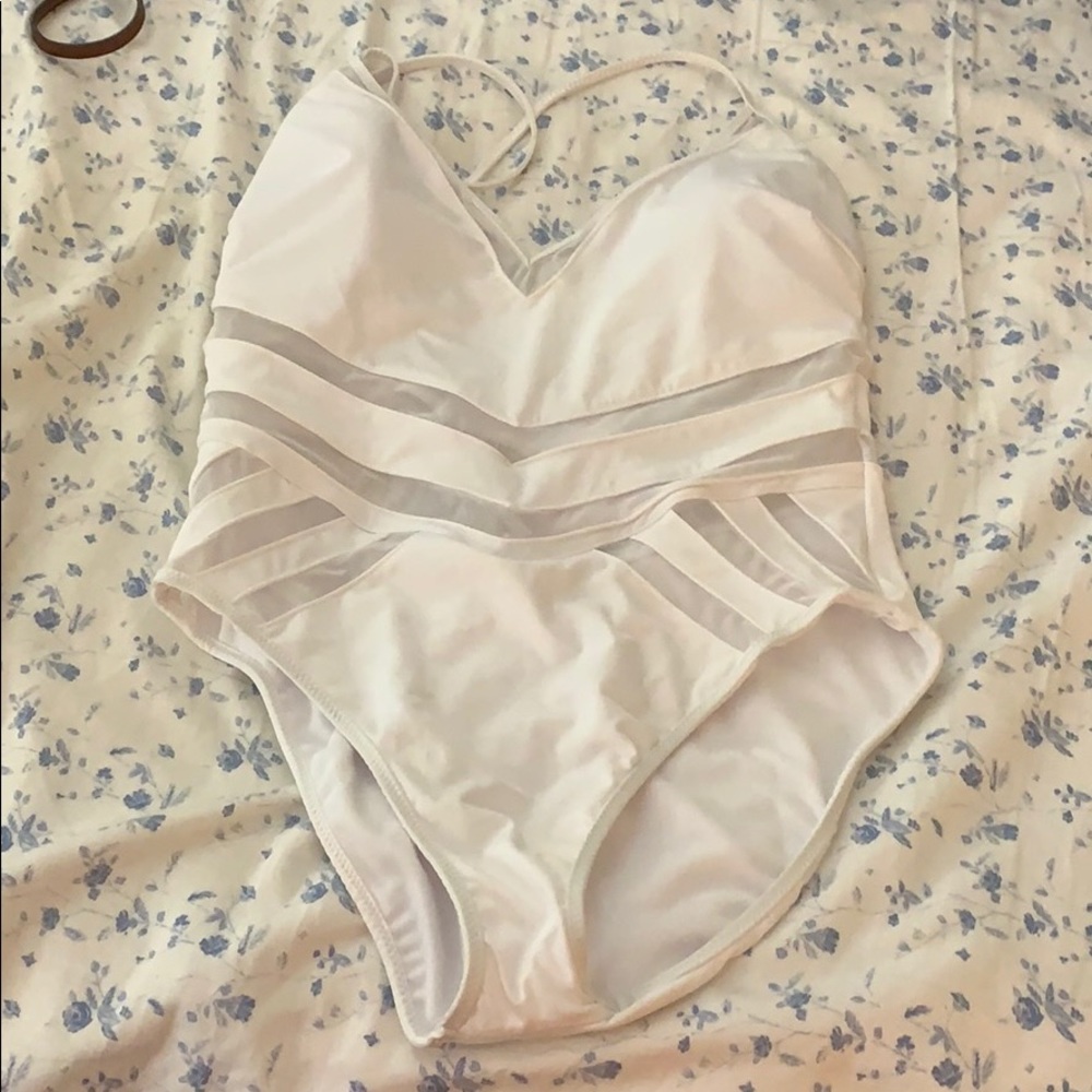 White one piece bathing suit